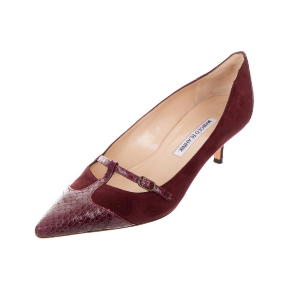 MANOLO BLAHNIK Suede Pointed-Toe Pumps size 7 - Picture 1 of 6